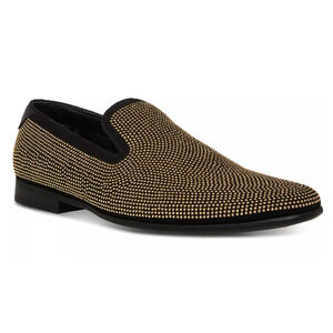 STEVE MADDEN Men's Mezmoryz Stud Smoking Slipper BLACK/GOLD 8